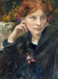 Maxence Edgar Junge nachdenkliche Frau nach links gedreht 1900