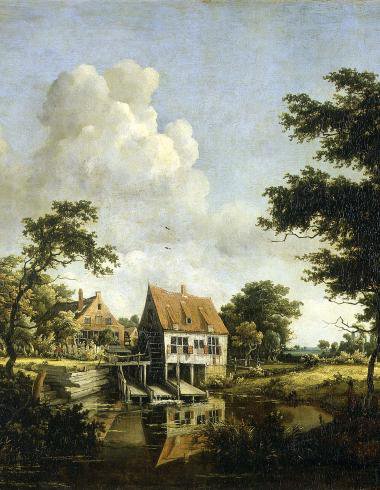 Tableaux sur toile, reproduction de Meindert Hobbema The Water Mills 1664-1668