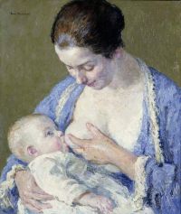 الأم والطفل Melchers غاري كاليفورنيا. 1920 طباعة قماش