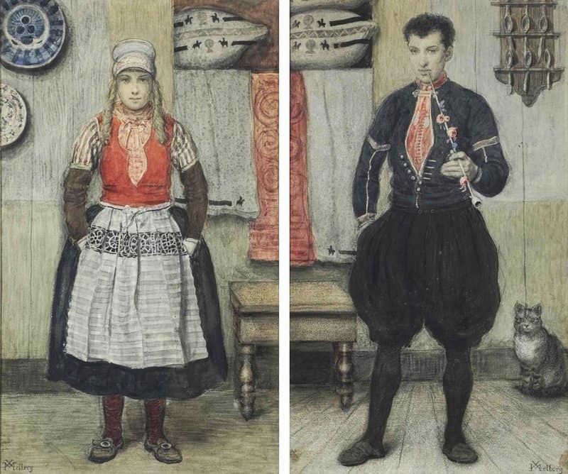 Mellery Xavier Les Fiances De Marken En Costumes D Apparat A Pair canvas print