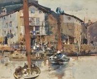 Melville Arthur A Spanish Fishing Village The Harbour At Puerta De Pasajes 1897 canvas print