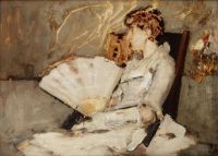 Melville Arthur Lady With A Fan Ca. 1888 canvas print