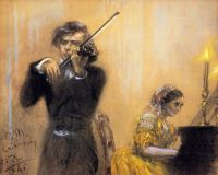Menzel Adolph Friedrich Erdmann Von Clara Schumann And Josep Joachim In Concert 1854 canvas print