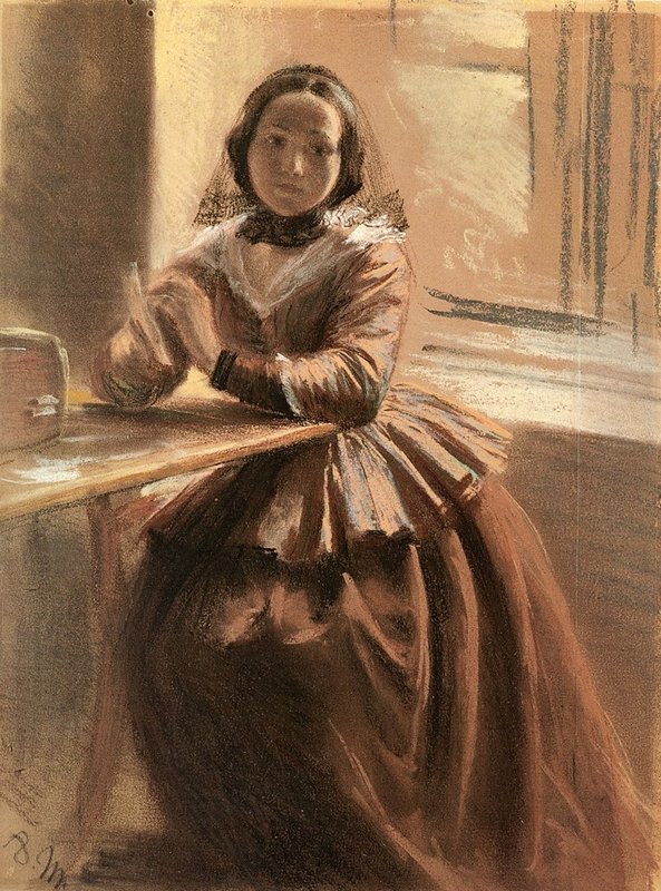 Menzel Adolph Friedrich Erdmann Von Emilie Die Schwester Menzels canvas print