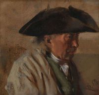 Menzel Adolph Friedrich Erdmann Von Kopf Eines Bauern Mit Dreispitz Ca. 1850