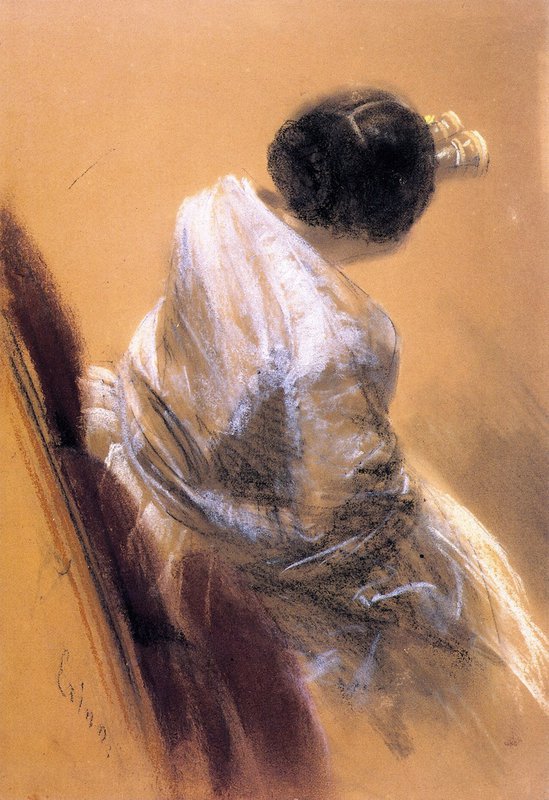 Menzel Adolph Friedrich Erdmann Von Lady With Opera Glasses Ca. 1850 canvas print