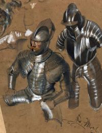 Menzel Adolph Friedrich Erdmann Von Study Of A Knight And Suit Of Armour 1866 canvas print