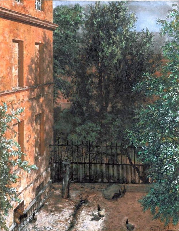 Menzel Adolph Friedrich Erdmann Von View Into A Little Yard canvas print