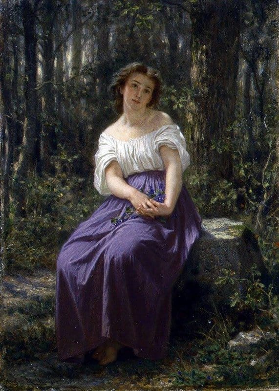 Merle Hugues A Girl In The Woods 1862 canvas print