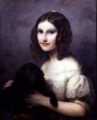 Merle Hugues Porträt eines jungen Mädchens mit ihrem Hund