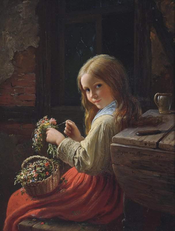 Meyer Von Bremen Johann Georg The Little Flower Girl 1853 canvas print