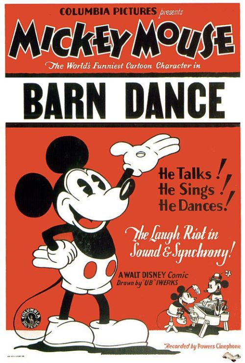 Mickey Mouse Barn Dance 1929 Movie Poster canvas print