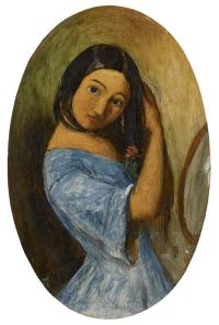 Millais John Everett A Girl Combing Her Hair Ca. 1848 50 canvas print