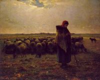 Millet Jean Francois Shepherdess With Her Flock