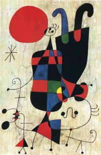 Miro Figures And Dog In Front Of The Sun canvas print
