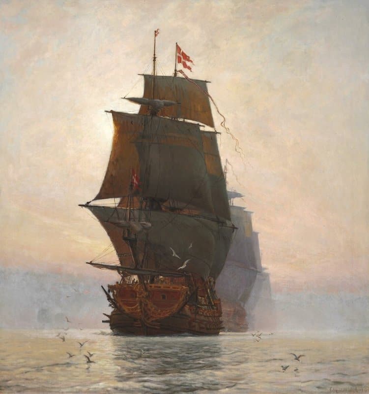 Molsted Christian A Battle Line. Early Morning In The Bay Of Koge canvas print
