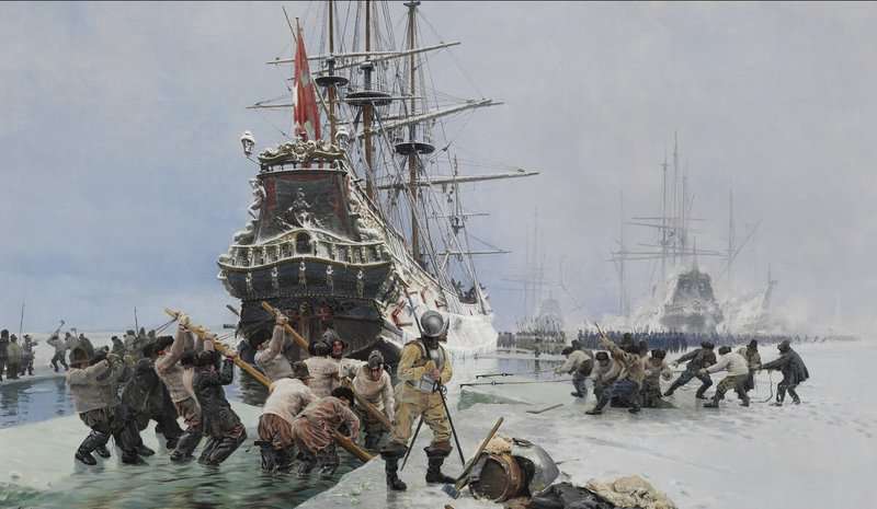 Molsted Christian A Channel Is Made For Peder Bredal S Ships Through The Ice On Nyborg Fjord 1891 canvas print