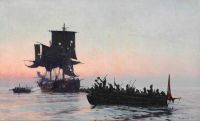 اعتراض القراصنة المسيحيين الدنماركيين المحروسين الذين يعترضون سفينة العدو أثناء الحروب النابليونية 1888
