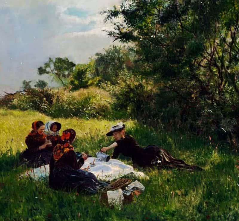 Molsted Christian Drinking Coffee In The Open Air 1892 canvas print