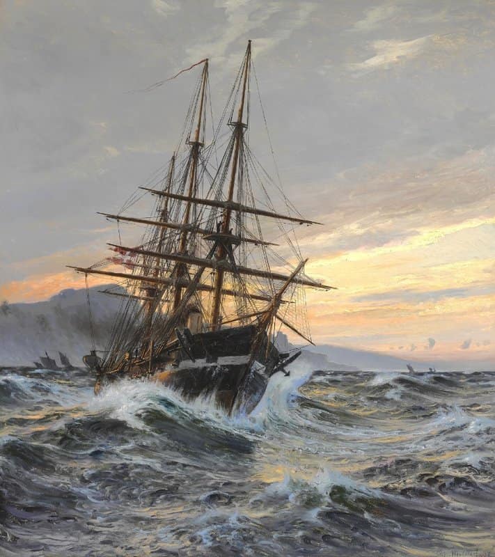 Molsted Christian Frigate Jutland. Out Of Plymouth. Morning canvas print