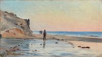 رجال مسيحيون متحجرون على الشاطئ في شمس المساء 1886
