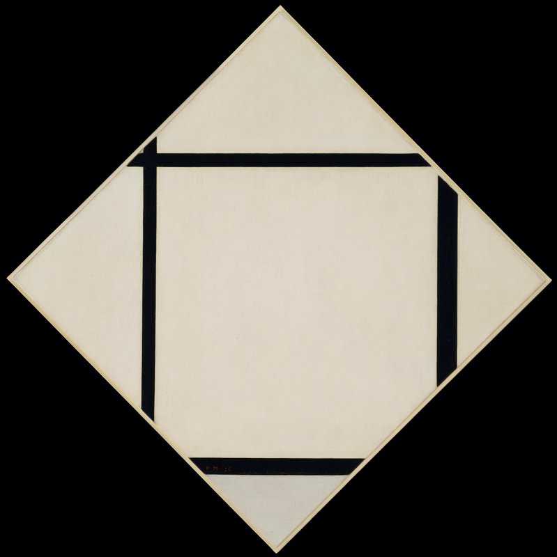 Mondrian Tableau I- Lozenge With Four Lines And Gray canvas print