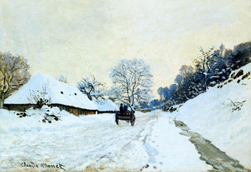 Monet Claude Cart On The Snow Covered Road With Saint-simeon Farm canvas print