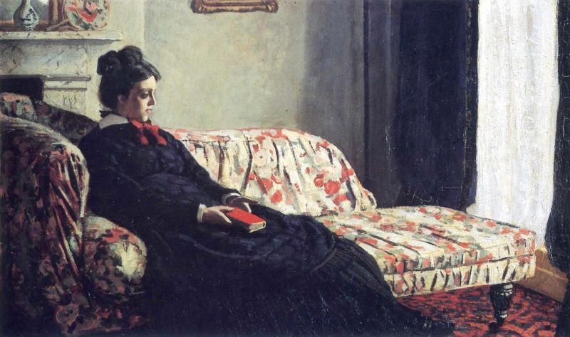 Monet Claude Meditation Madame Monet Sitting On A Sofa canvas print
