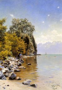 Monsted Fishing On Lac Leman قماش مطبوع