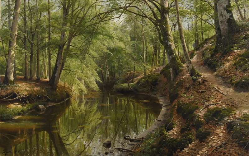 Monsted Peder A Brook Flowing Through A Spring Wood 1918 canvas print