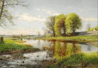 Monsted Peder A Danish Spring Landscape With New Leaved Beech Trees 1901 canvas print