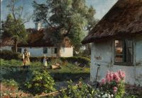 Monsted Peder A Peasant Woman And A Little Girl Working In The Garden 1923