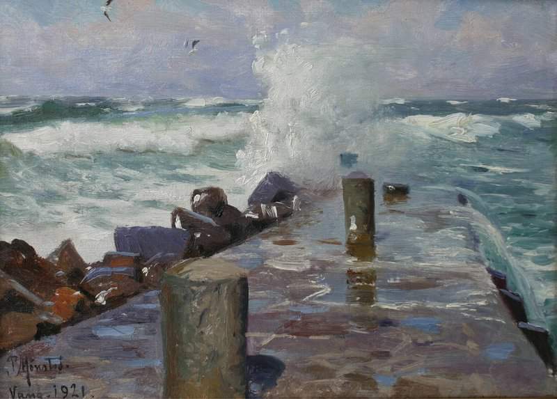 Monsted Peder A Pier In Vang On Bornholm Island Denmark 1921 canvas print
