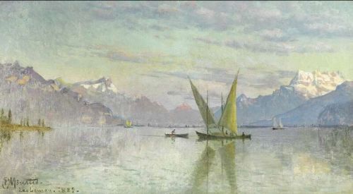 Monsted Peder A Quiet Day On Lake Geneva 1889 canvas print