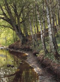 Monsted Peder A Spring Day At A Stream In The Woods 1910