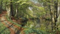 Monsted Peder A Spring Day In The Forest At S By A Stream 1896