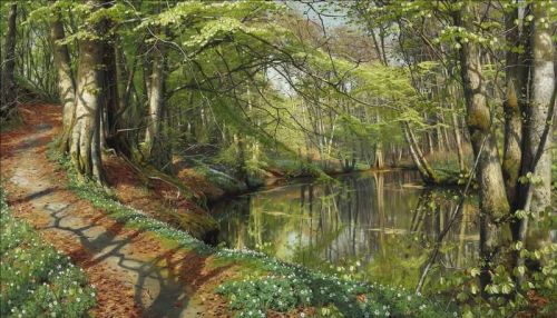 Monsted Peder A Spring Day In The Forest At S By A Stream 1896 canvas print