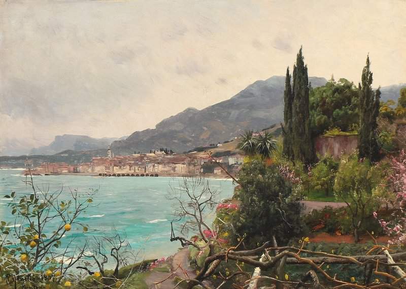 Monsted Peder A Summer Day At Menton France 1907 canvas print
