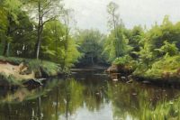Monsted Peder A Summer Day At S By Stream 1922 canvas print