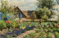 Monsted Peder A Summer S Day In The Farm Garden Sorup 1926 canvas print