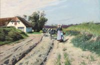 Monsted Peder A Woman Driving Cattle A Summer S Day 1922 canvas print
