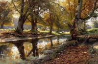 Monsted Peder An Autumn Day With Grazing Deer By A Stream In The Deer Park 1906 canvas print