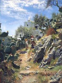 Monsted Peder At Noon On A Cactus Plantation In Capri 1885 canvas print