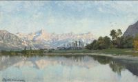 Monsted Peder Calm Day At Lake Geneva Switzerland 1887 canvas print