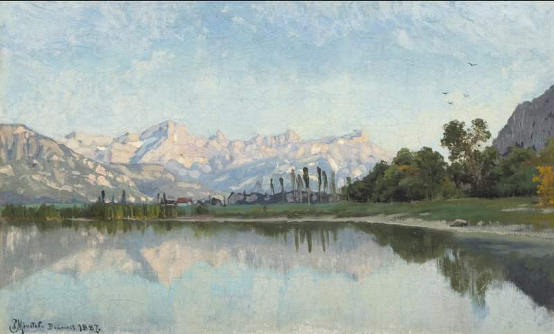 Monsted Peder Calm Day At Lake Geneva Switzerland 1887 canvas print