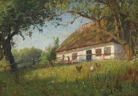 Monsted Peder Farmyard Exterior With Chicken 1890 canvas print