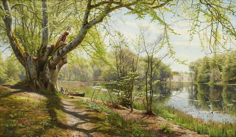 Monsted Peder Gronskande Varlandskap Med Sittande Barn Vid Strandkant 1897 canvas print