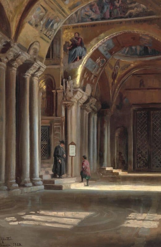 Monsted Peder Interior From St. Mark S Basilica In Venice 1928 canvas print