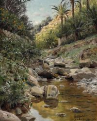 Monsted Peder Italian Landscape From A Valley In Sasso Bordighera 1902 canvas print