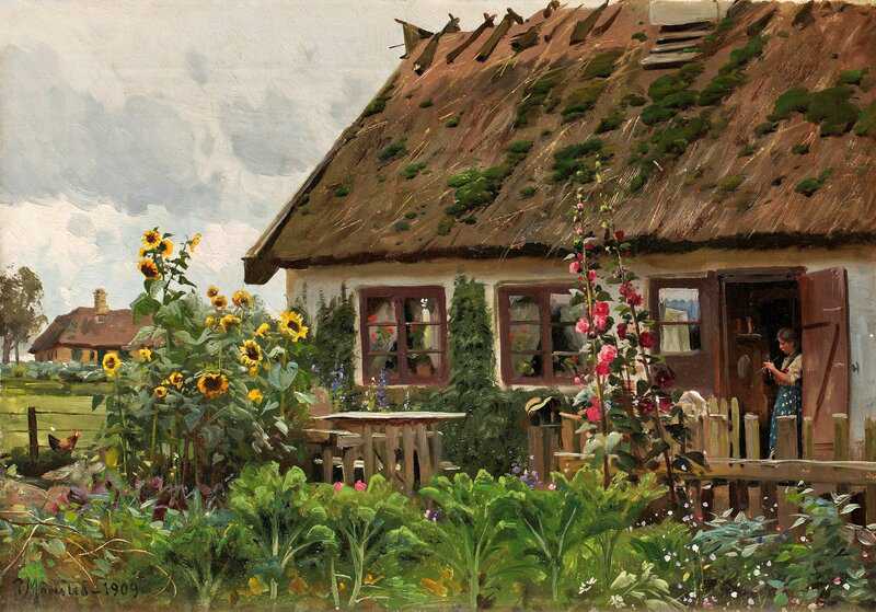 Monsted Peder Knitting Girl In The Doorway 1909 canvas print